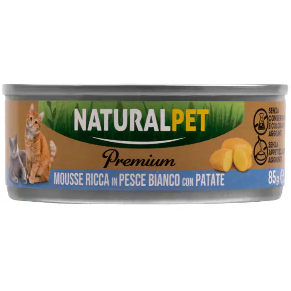NaturalPet Premium Cat Adult Mousse 85 gr  Pesce bianco con patate bauzaarit.myshopify.com