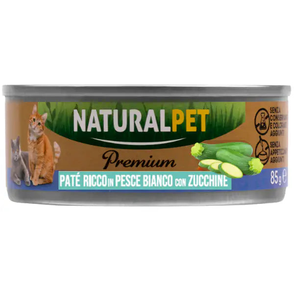 NaturalPet Premium Cat Adult Patè 85 gr  Pesce bianco con zucchine bauzaarit.myshopify.com