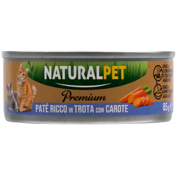 NaturalPet Premium Cat Adult Patè 85 gr  Trota con carote bauzaarit.myshopify.com