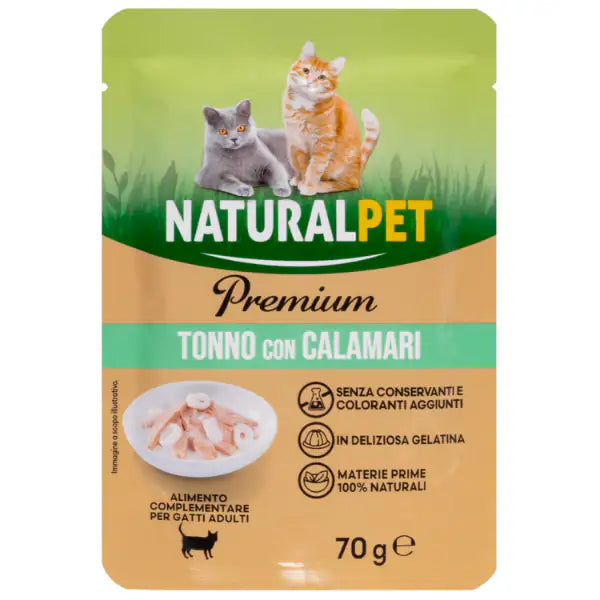 NaturalPet Premium Cat Adult Umido Bustine in Gelatina 70 gr  Tonno con calamari bauzaarit.myshopify.com