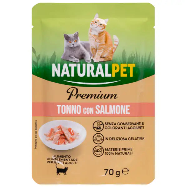NaturalPet Premium Cat Adult Umido Bustine in Gelatina 70 gr  Tonno con salmone bauzaarit.myshopify.com
