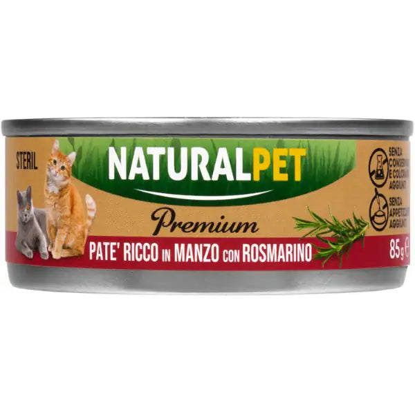 NaturalPet Premium Cat Sterilised Patè 85 gr  Manzo con rosmarino bauzaarit.myshopify.com