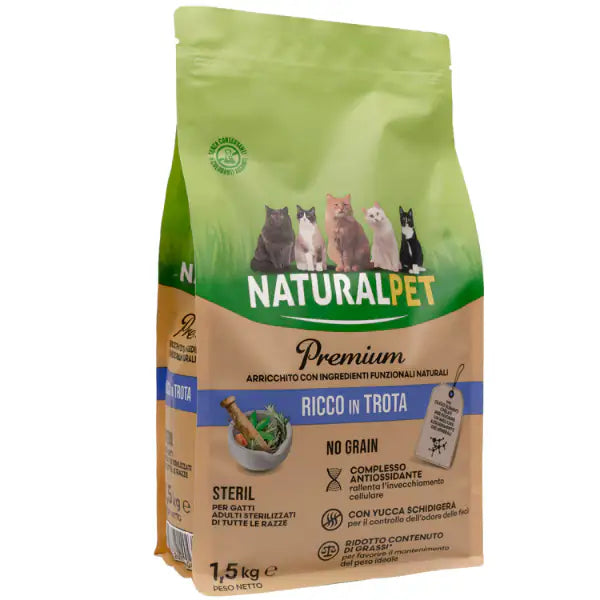 NaturalPet Premium Cat Sterilised Trota  1,5 kg bauzaarit.myshopify.com