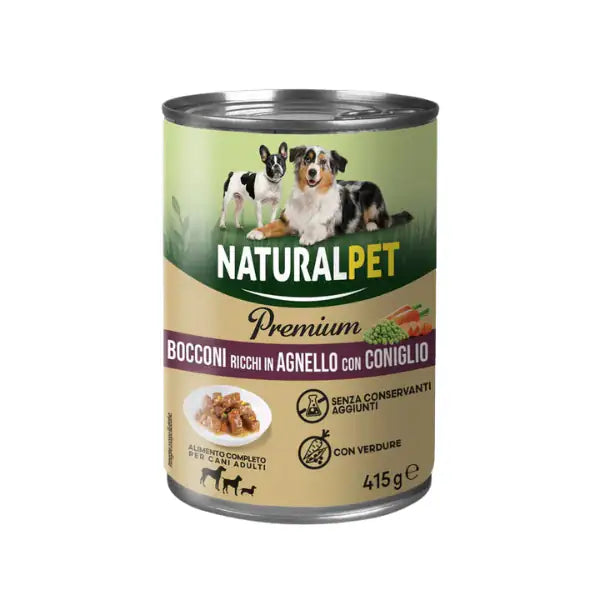 NaturalPet Premium Dog Adult All Breeds Bocconcini 415 gr  Agnello e Coniglio bauzaarit.myshopify.com