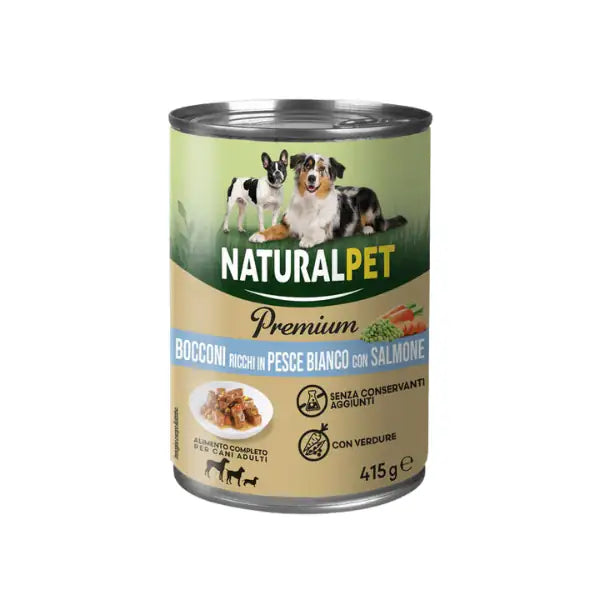 NaturalPet Premium Dog Adult All Breeds Bocconcini 415 gr  Pesce bianco e salmone bauzaarit.myshopify.com