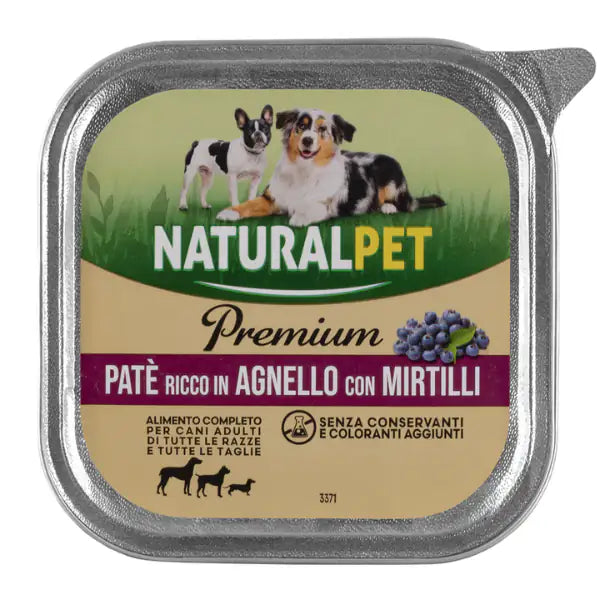 NaturalPet Premium Dog Adult All Breeds Patè 150 gr  Agnello e mirtilli bauzaarit.myshopify.com