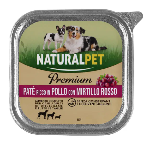 NaturalPet Premium Dog Adult All Breeds Patè 150 gr  Pollo e mirtilli rossi bauzaarit.myshopify.com