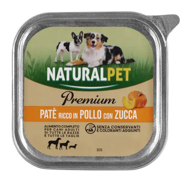 NaturalPet Premium Dog Adult All Breeds Patè 150 gr  Pollo e zucca bauzaarit.myshopify.com