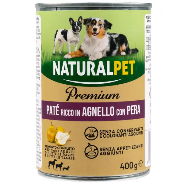 NaturalPet Premium Dog Adult Patè 400 gr  Agnello con pera bauzaarit.myshopify.com