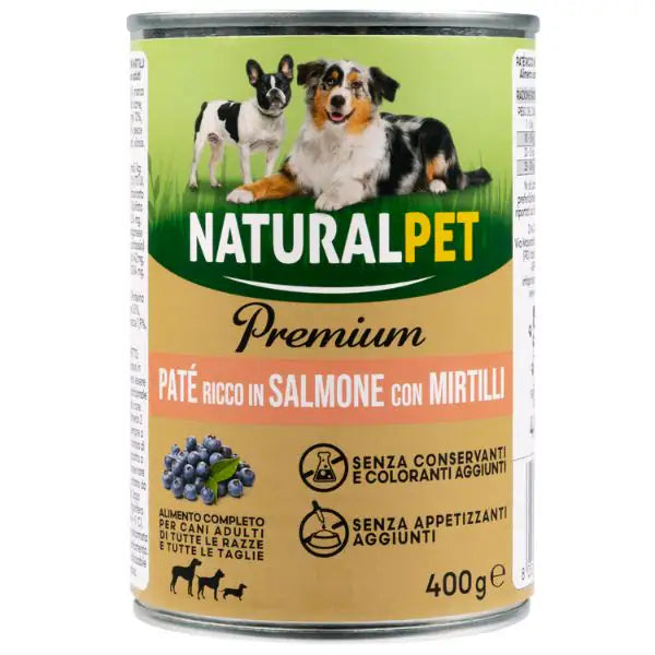 NaturalPet Premium Dog Adult Patè 400 gr  Salmone con mirtilli bauzaarit.myshopify.com
