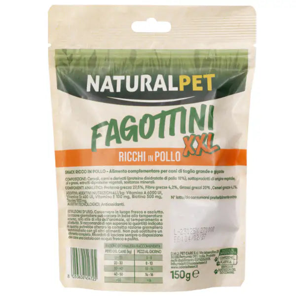 NaturalPet Premium XXL Dog Adult Large Breeds Fagottini snack funzionali 150 gr   bauzaarit.myshopify.com