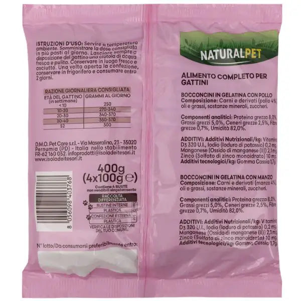 NaturalPet Prime Orme Kitten bocconcini in gelatina multipack 4x100 gr   bauzaarit.myshopify.com