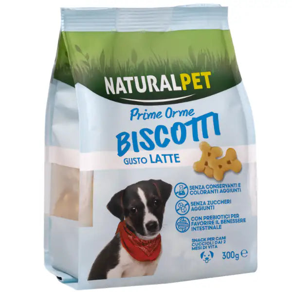NaturalPet Prime Orme biscotti per cani Puppy 300 gr  Latte senza zuccheri aggiunti bauzaarit.myshopify.com