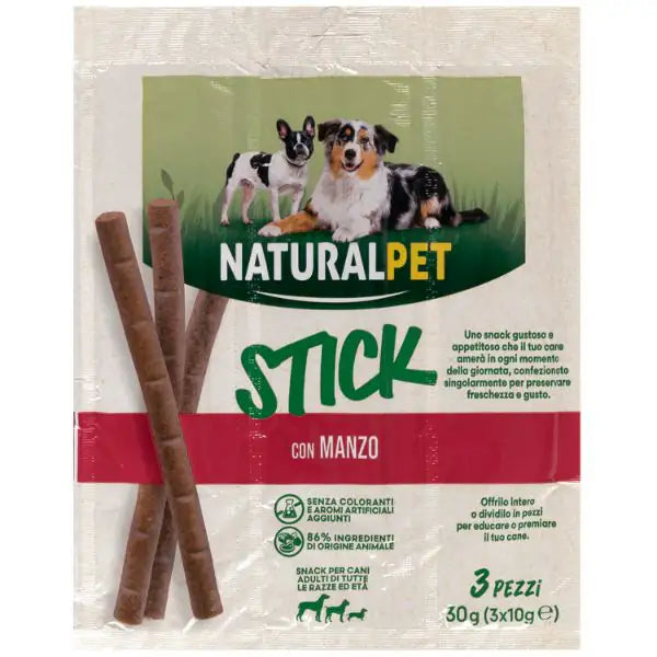 NaturalPet Stick per cani All Breeds 3x10 gr  con Manzo bauzaarit.myshopify.com