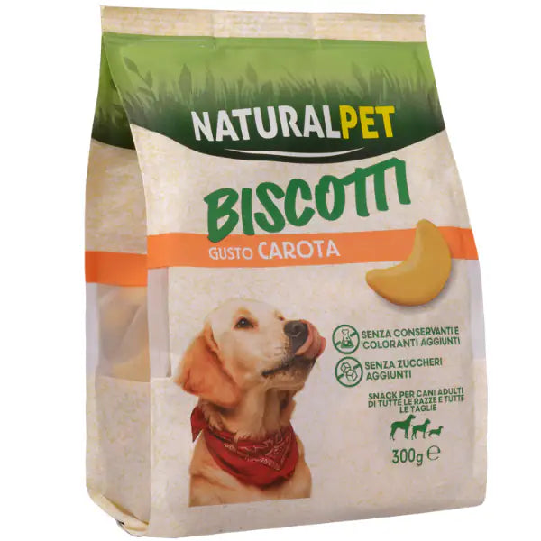 NaturalPet biscotti per cani All Breeds formine snack 300 gr  Carota bauzaarit.myshopify.com
