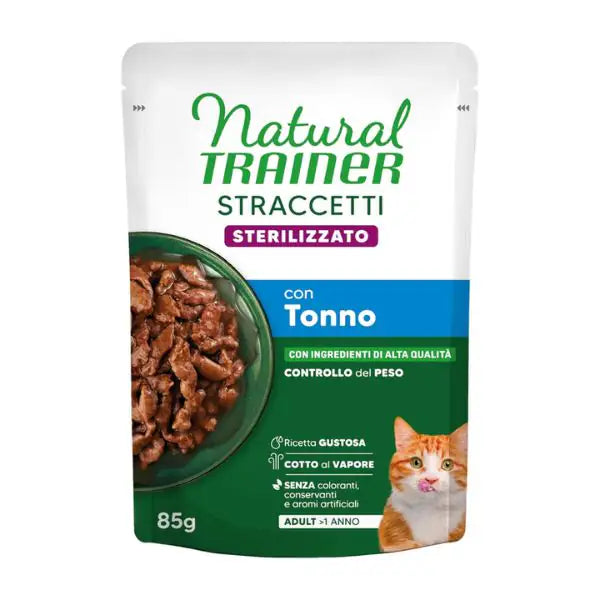 Natural Trainer Cat Adult Sterilised Straccetti cotti al vapore 85 gr  Tonno bauzaarit.myshopify.com