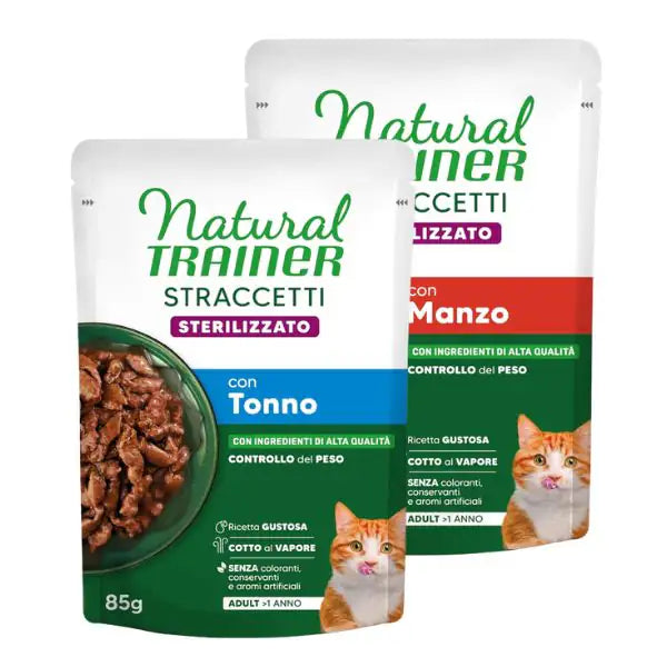 Natural Trainer Cat Adult Sterilised Straccetti cotti al vapore 85 gr   bauzaarit.myshopify.com