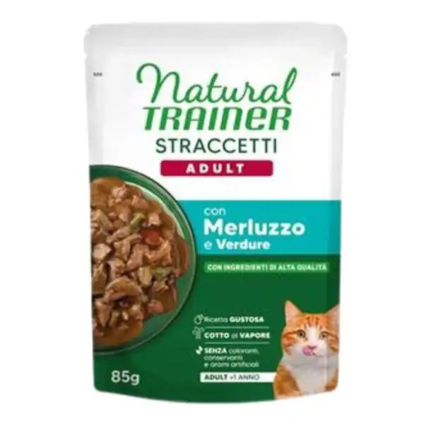 Natural Trainer Cat Adult Straccetti cotti al vapore 85 gr  Merluzzo bauzaarit.myshopify.com