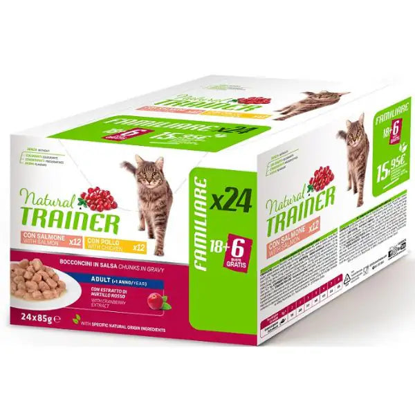 Natural Trainer Cat Adult multipack 24 x 85 gr  Pollo - Salmone bauzaarit.myshopify.com