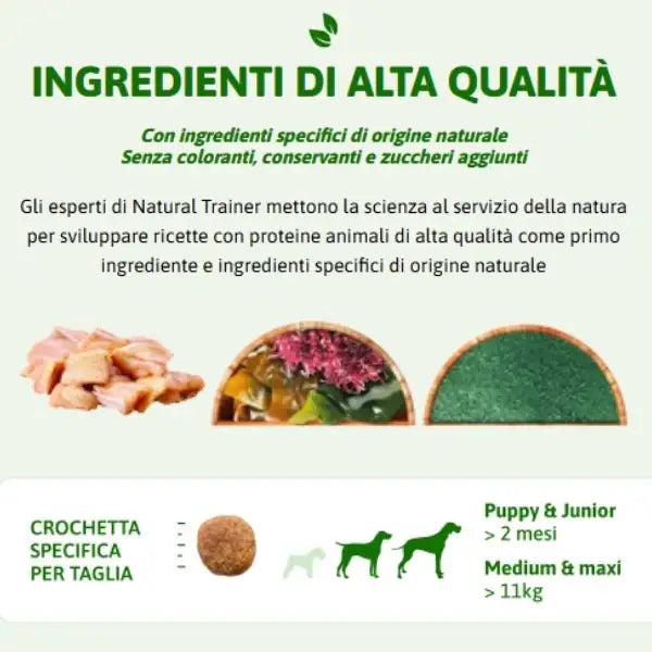Natural Trainer Daily Nutrition Medium Puppy&Junior con Pollo fresco   bauzaarit.myshopify.com