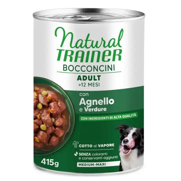 Natural Trainer Dog Adult Medium/Maxi Bocconcini cotti al vapore 415 gr  Agnello bauzaarit.myshopify.com