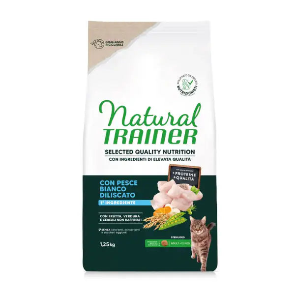 Natural Trainer Selected Quality Adult Cat Sterilised Grain Free Pesce Bianco   bauzaarit.myshopify.com