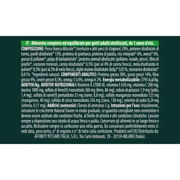 Natural Trainer Selected Quality Adult Cat Sterilised Grain Free Pesce Bianco   bauzaarit.myshopify.com