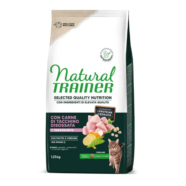 Natural Trainer Selected Quality Adult Cat Sterilised Grain Free Tacchino   bauzaarit.myshopify.com