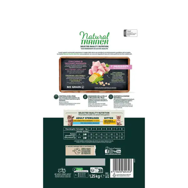 Natural Trainer Selected Quality Adult Cat Sterilised Grain Free Tacchino   bauzaarit.myshopify.com