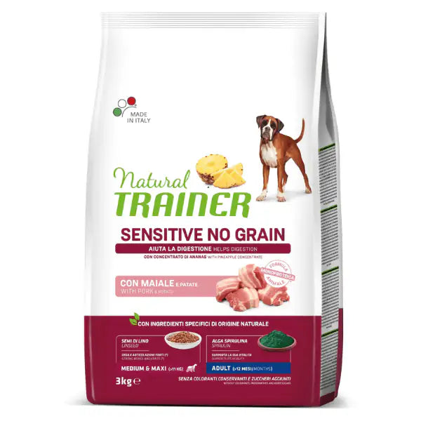 Natural Trainer Sensitive No Grain Medium&Maxi Adult con Maiale  3 kg bauzaarit.myshopify.com