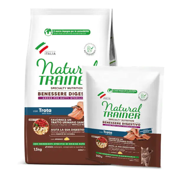 Natural Trainer Speciality Nutrition Benessere digestivo Monoproteico Adult con Trota e ananas   bauzaarit.myshopify.com