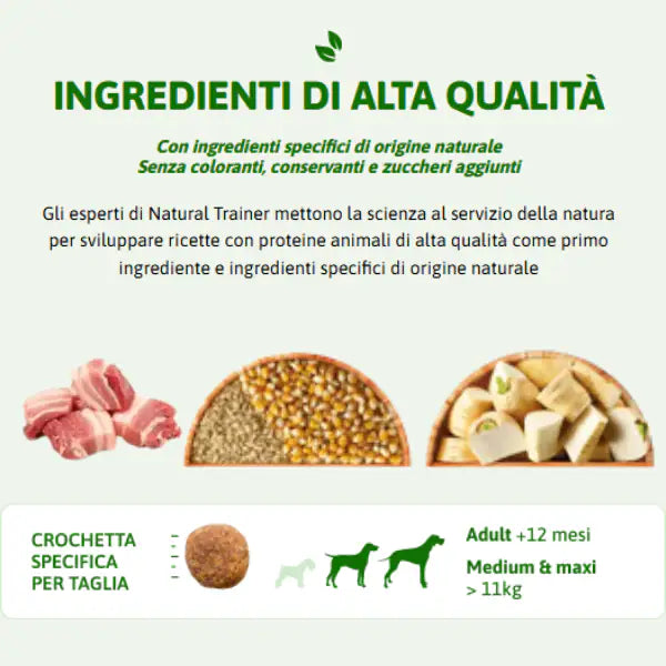 Natural Trainer Speciality Nutrition Sensitive Monoproteico Medium&Maxi Adult con Maiale e cereali integrali   bauzaarit.myshopify.com