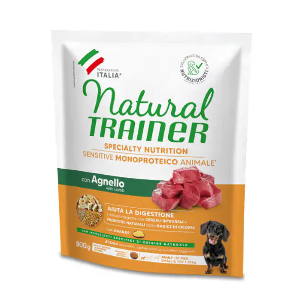 Natural Trainer Speciality Nutrition Sensitive Monoproteico Small&Toy Adult con Agnello e cereali integrali  800 gr bauzaarit.myshopify.com
