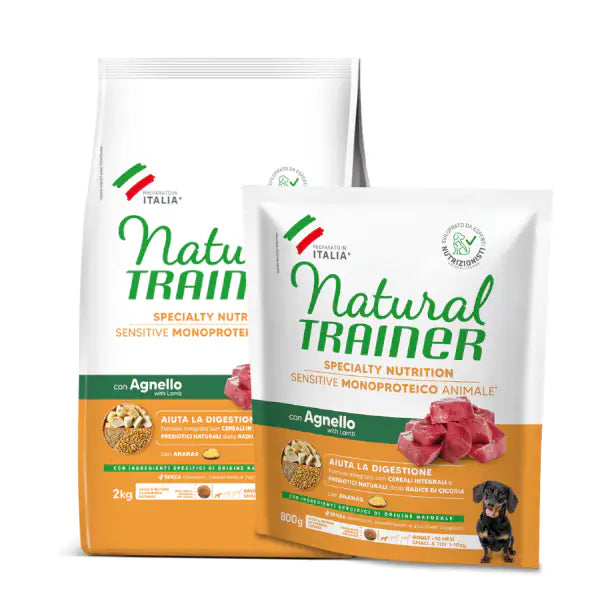 Natural Trainer Speciality Nutrition Sensitive Monoproteico Small&Toy Adult con Agnello e cereali integrali   bauzaarit.myshopify.com