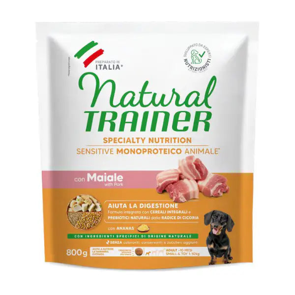 Natural Trainer Speciality Nutrition Sensitive Monoproteico Small&Toy Adult con Maiale e cereali integrali  800 gr bauzaarit.myshopify.com