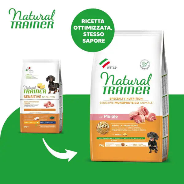 Natural Trainer Speciality Nutrition Sensitive Monoproteico Small&Toy Adult con Maiale e cereali integrali   bauzaarit.myshopify.com