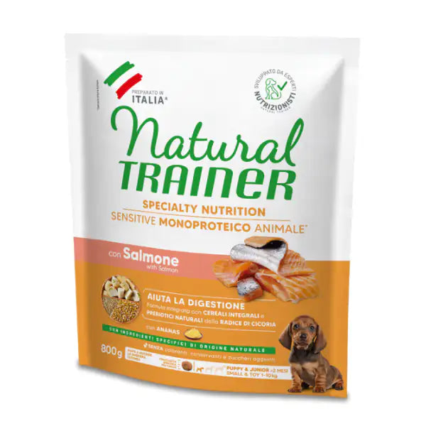 Natural Trainer Speciality Nutrition Sensitive Monoproteico Small&Toy Puppy e Junior con Salmone e cereali integrali  800 gr bauzaarit.myshopify.com