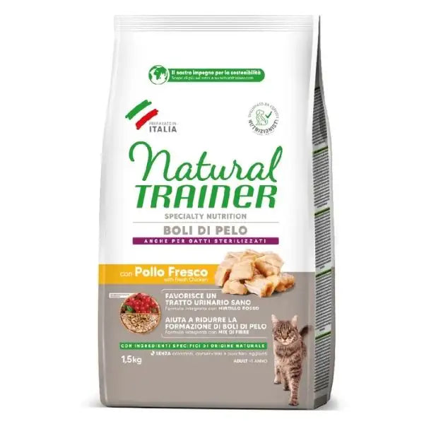 Natural Trainer Specialty Nutrition Boli di pelo Adult con Pollo Fresco  1,5 kg bauzaarit.myshopify.com