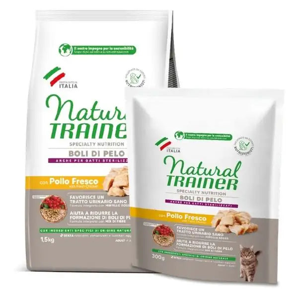 Natural Trainer Specialty Nutrition Boli di pelo Adult con Pollo Fresco   bauzaarit.myshopify.com