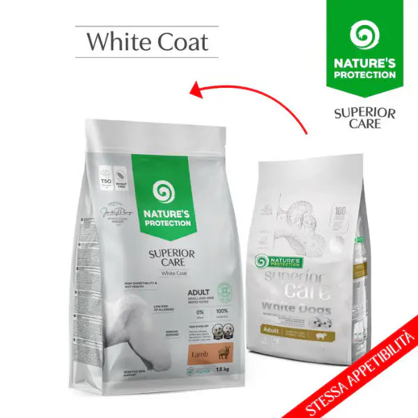 Nature’s Protection Superior Care Adult Small e Mini White Dogs Gluten Free Agnello   Bauzaar.it