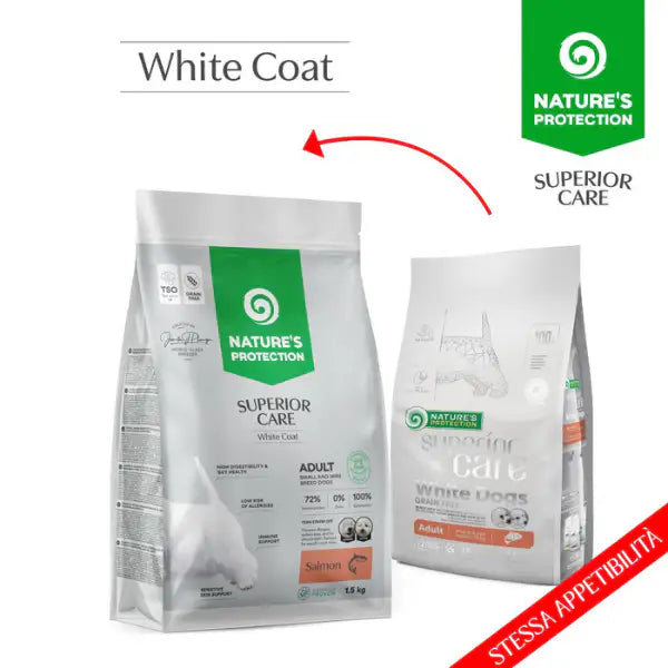 Nature’s Protection Superior Care Adult Small e Mini White Dogs Grain Free Salmone   Bauzaar.it