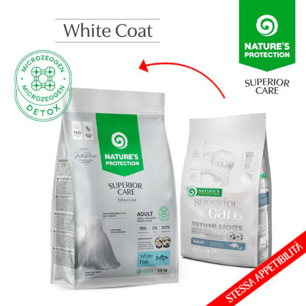 Nature’s Protection Superior Care Adult Small e Mini White Dogs Grain Free al Pesce Bianco   Bauzaar.it