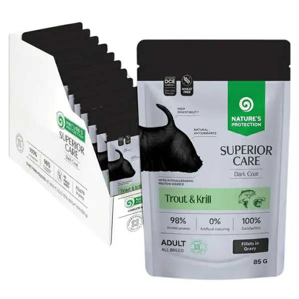 Nature’s Protection Superior Care Dark Coat Dog Adult All Breeds Filetti in gelatina 85 gr   Bauzaar.it