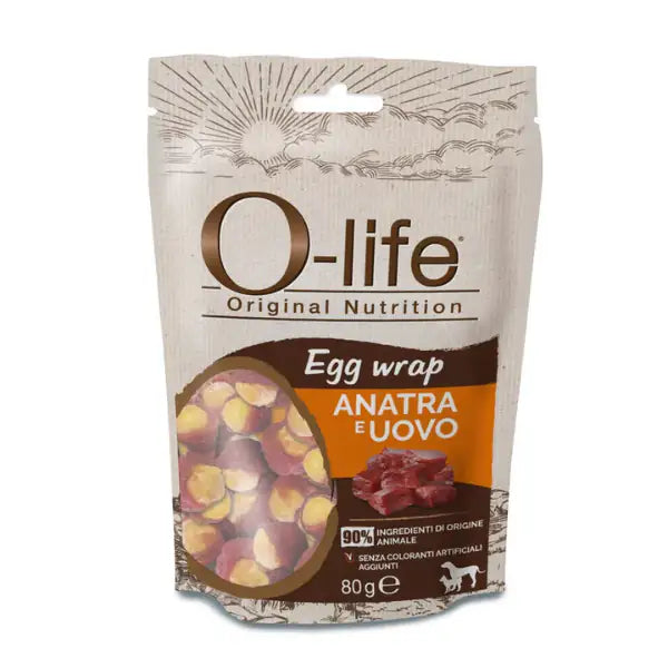 O-life Adult Egg Wrap Snack morbidi per cani 80 gr  Anatra e uovo bauzaarit.myshopify.com
