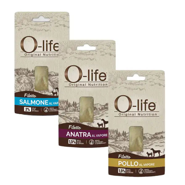 O-life Adult Filetti al Vapore Snack per cani 25 gr   bauzaarit.myshopify.com
