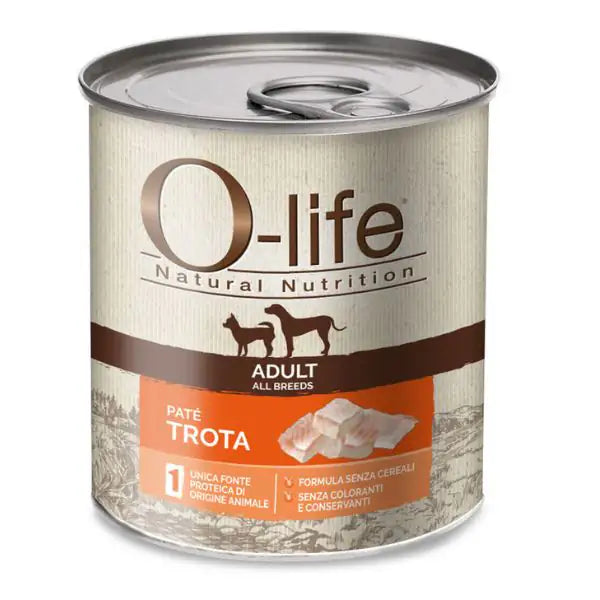 O-life Adult Grain Free Patè monoproteico 400 gr  Trota bauzaarit.myshopify.com