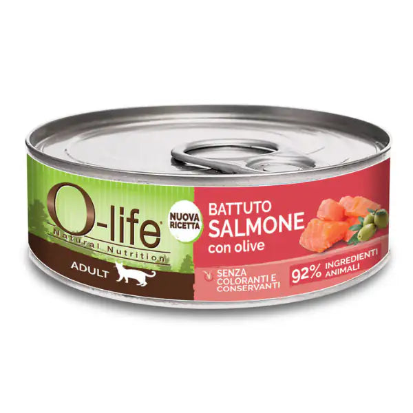 O-life Cat Adult Grain Free Battuto 85 gr  Salmone con olive bauzaarit.myshopify.com
