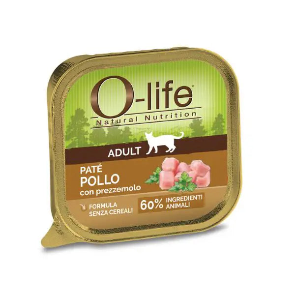 O-life Cat Adult Grain Free Patè 85 gr  Pollo con prezzemolo bauzaarit.myshopify.com