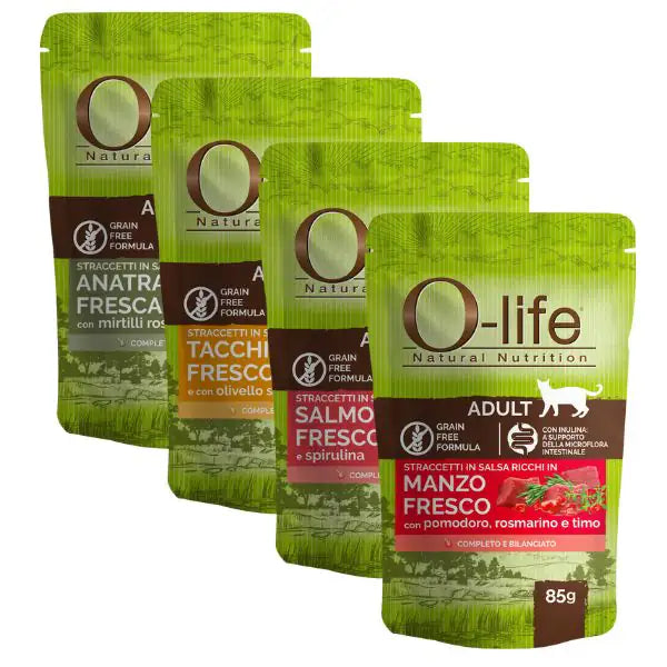 O-life Cat Adult Grain Free Straccetti in salsa 85 gr   bauzaarit.myshopify.com