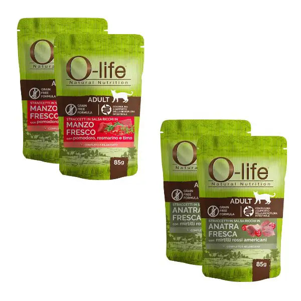O-life Cat Adult Grain Free Straccetti in salsa multipack 4x85 gr   bauzaarit.myshopify.com
